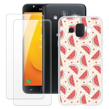 Imagem de MILEGOO Capa para Samsung Galaxy J7 Duo + 2 peças protetoras de tela de vidro temperado, capa de TPU de silicone macio à prova de choque para Samsung Galaxy J7 Duo (5,5 polegadas)