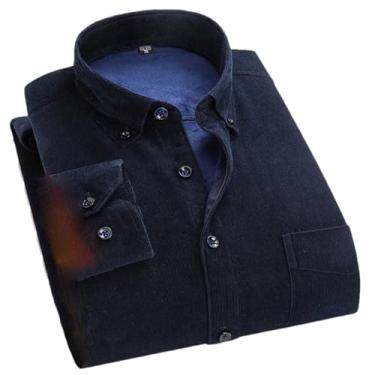 Imagem de Camisa de veludo cotelê de algodão manga longa inverno ajuste regular masculina casual quente lisa com bolsos camisas masculinas outono, G707 Quente, 3G