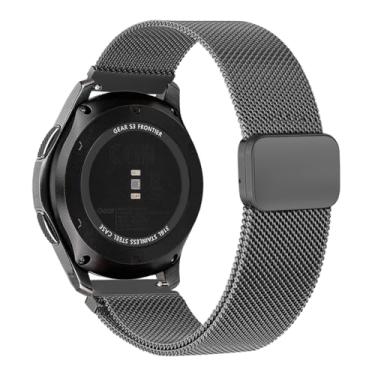 Imagem de MroTech Pulseira de relógio de 22 mm compatível com Samsung Gear S3 Frontier/Classic/Galaxy Watch de 46 mm/Watch 3 de 45 mm, pulseira magnética de malha de aço inoxidável para Huawei Watch GT 2 3 4