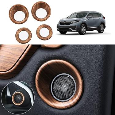 Imagem de YOFAMO Para CRV 2017-2022 Anéis de alto-falante A-Pillar ABS grão de madeira de pêssego decorações de buzina da porta traseira da frente guarnições circulares para Honda CR-V CRV LX EX EX-L Touring 2017 2018 2019 2020 2021 2022 4 peças