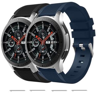 Imagem de Nacorulu Pulseira de silicone compatível com Samsung Galaxy Watch de 46 mm/Galaxy Watch 3 de 45 mm/Gear S3 Classic/Gear S3 Frontier, pulseira de silicone para relógio inteligente de 22 mm (pacote com
