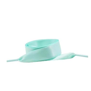 Imagem de 1Pair 2 CM Width Silk Satin Shoelaces Ribbon Shoe Laces Boots Women Sneakers ShoeLace For Sneakers Flat Shoe Laces (Color : Light blue, Size : 100cm)