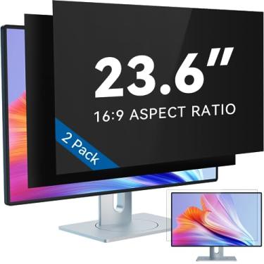 Imagem de IPROKKO [Pacote com 2] Filtro de tela de privacidade de computador de 23,6 polegadas para monitor widescreen 16:9, protetor de privacidade antibrilho de luz azul, protetor de segurança antiespião para HP Dell, Acer, Samsung