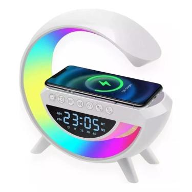 Imagem de Caixa de Som Speaker G Relógio Abajour Bluetooth com Carreg Indução Led Rgb-Unissex