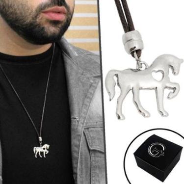 Imagem de Colar de Couro Ajustável Country Cavalo Marchador Manga Larga NE-Unissex