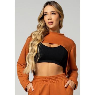 Imagem de Casaco Super Cropped Manga Longa Feminina Moda Casual-Feminino