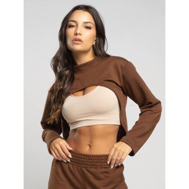 Imagem de Casaco Super Cropped Manga Longa Feminina Moda Casual-Feminino