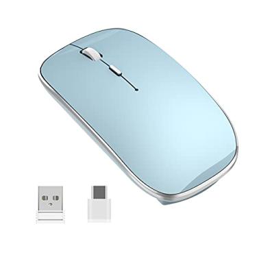 Imagem de Rato sem fios recarregável Halpilt, portátil, silencioso, USB e Type-C, 3 DPI ajustáveis, azul Q23S