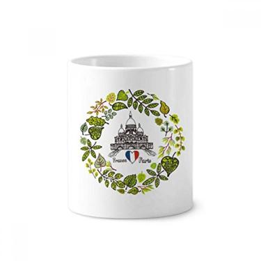 Imagem de Basilique Paris França Ilustração Porta-canetas Escova de Dentes Caneca Branca de Cerâmica 355 ml