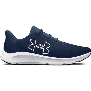 Imagem de Under Armour Tênis de corrida masculino Charged Pursuit 3 com logotipo grande, (400) Academy/Academy/Branco, 9.5