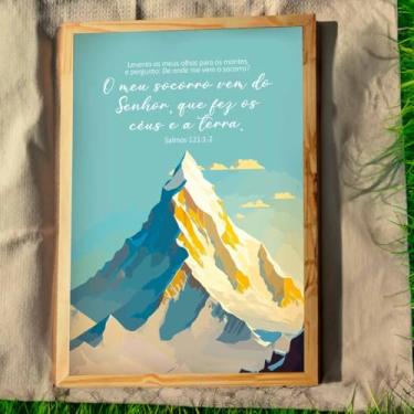 Imagem de Quadro Decorativo Cristão Gospel; O meu socorro vem do Senhor. Salmos 121:1-2 - Quadros bíblicos; Versículos Bíblicos; Presente criativo; Quadro com Mensagem Motivacional; Motivação; Evangélico. (Moldura Crua, 21x30)