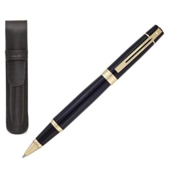 Imagem de Sheaffer Conjunto de presente 300 preto brilhante com caneta dourada e bolsa de couro (rollerball)