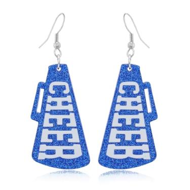 Imagem de Brincos de megafone cheer glitter cheer game day brincos futebol rugby bola esportes torcida time esportes fãs favores, Acrílico, Sem pedra preciosa
