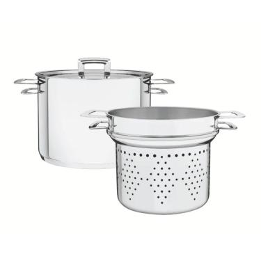 Imagem de Jogo Cozi-Pasta Brava 20 cm 4,6 L em Aço Inox Fundo Triplo 2 Peças Tramontina 65400/410
