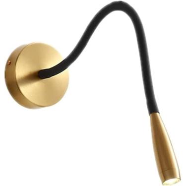 Imagem de Candeeiro de parede Gooseneck Interior LED Candeeiro de parede moderno em latão para leitura Arandela Escadas Hall Lanterna de parede para quarto Cabeceira Sala de estar Entrada Corredor Esc