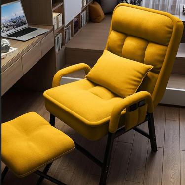 Imagem de Generic Poltrona Recliner Amarela Contemporânea Cadeira Reclinável com Apoio para Pés e Encosto Ajustável em 6 Posições para Relaxar