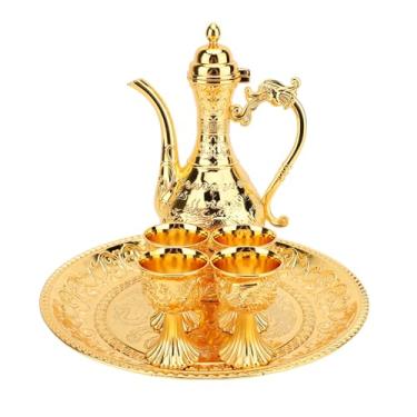 Imagem de Conjunto de chá Turco, Conjunto de Xícara de café Turco, Vintage, Requintado Com 4 Xícaras para Uso Doméstico (Ouro)