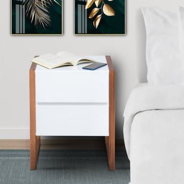 Imagem de Mesa de Cabeceira em Madeira Maciça e Mdf Fauri Cinza/Natural