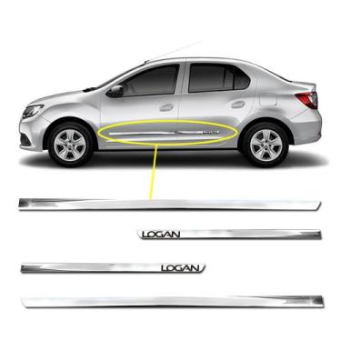 Imagem de Friso Lateral Slim Inferior Logan 2013 a 2020 Kit Cromado Personalizad