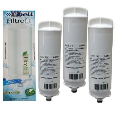 Imagem de Kit 3 Filtros Refil Purificador de Água Libell AcquaFit Hermético/Elet