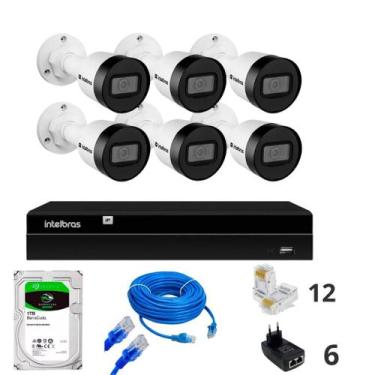 Imagem de Kit 6 câmeras intelbras tecnologia IP 1230B Vipc Nvd 1408 C/hd 1 TB
