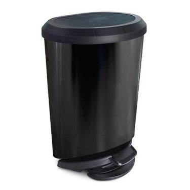 Imagem de Lixeira Pedal E Borda 20 Litros Preta Label 25777 Arqplast