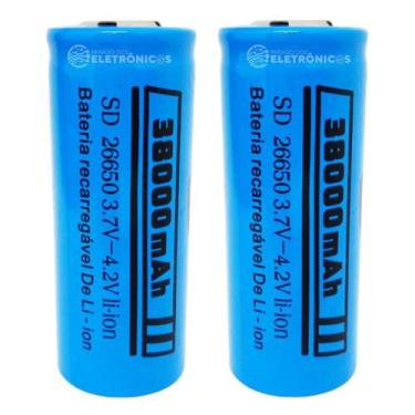 Imagem de Bateria Recarregável Lítio 26650 Potencia 38000mAh 3.7V Para Lanterna 