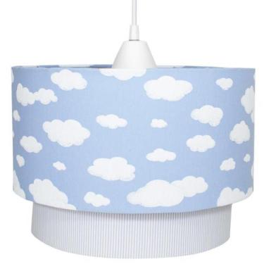 Imagem de Lustre Tubular Duplo Nuvem Azul Bebê Infantil Menino - Potinho de mel