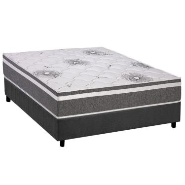 Imagem de Conjunto Box Casal: Colchão Espuma Polar D33 Pérola Premium + Base CRC Suede Gray (138x188)