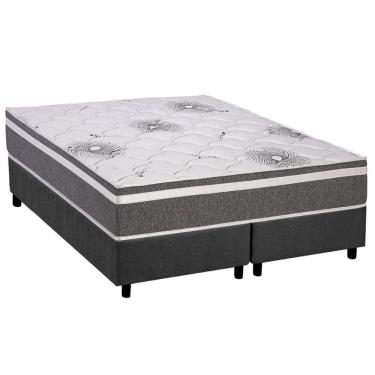 Imagem de Conjunto Box Queen: Colchão Espuma Polar D33 Pérola Premium + Base CRC Suede Gray (158x198)