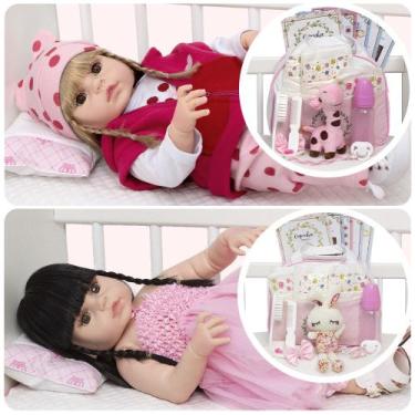 Imagem de Bebe Reborn Silicone Gêmeas Enxoval Girafa Coelha - Cegonha Reborn Dol