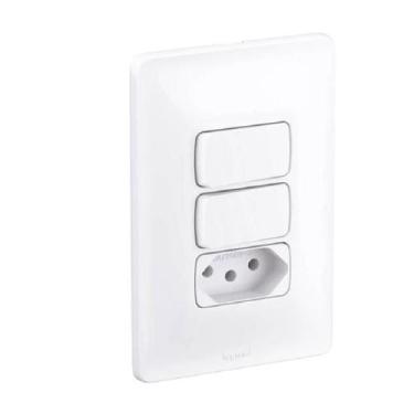 Imagem de Interruptor duplo com tomada 10a 250v zeffia legrand - cod 680113