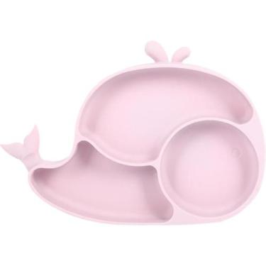 Imagem de Tigela Prato Silicone Baleia Interativo Educativo Infantil Bebê com Di