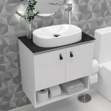 Imagem de Gabinete Armário Para Banheiro Aço 60x36 Com Cuba Apoio Branco Zeus Beltempo