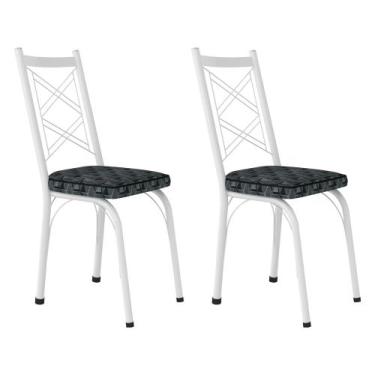 Imagem de Kit 2 Cadeiras de Cozinha Delaware Estampado Mosaico Silver Pés de Fer