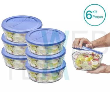 Imagem de Kit 6 Potes Tigela de Vidro com Tampa Plástica Laguna 1,5 Litros Vitaz
