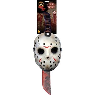 Imagem de Rubies Costume Co. Conjunto masculino Friday The 13th: Jason Mask and Machete, Conforme mostrado., tamanho nico