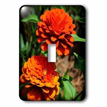 Imagem de 3dRose lsp_193011_1 Capa de interruptor de luz com duas flores de zínnia coloridas laranja