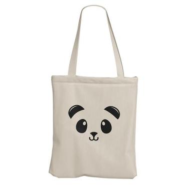 Imagem de Ecobag Panda Bolsa de Praia Grande Sacola de Tecido Dobrável Ecológica
