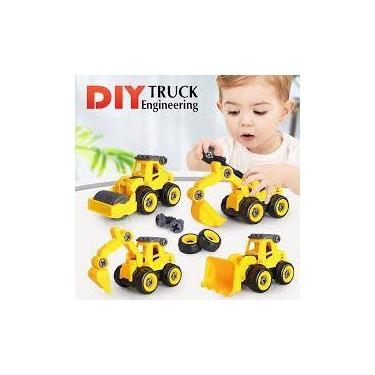 Imagem de Kit 4 Carrinho Trator Criança Fricção Construção - Mundo