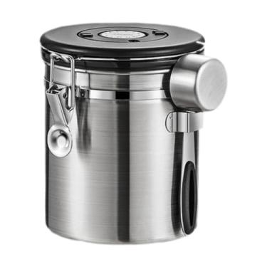 Imagem de Ioensy Lata de café, lata de chá e açúcar, ferramenta de armazenamento de cozinha, armazenamento de café moído de aço inoxidável para doces, chá de folhas, Prata, 1.5l
