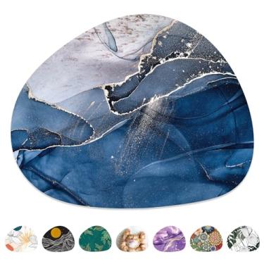 Imagem de Niniubye Mouse Pad, mousepad oval texturizado premium, 22 x 18 cm de espessura, 3 mm, antiderrapante, impermeável, tapete de mouse para escritório, casa, jogos, laptop, PC, mármore azul