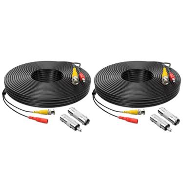 Imagem de Omilik Pacote com 2 cabos de alimentação BNC de 7,6 m para câmera de segurança para sistema de vigilância CCTV DVR com conectores (BNC fêmea e BNC para RCA) (25 pés, 2 unidades)