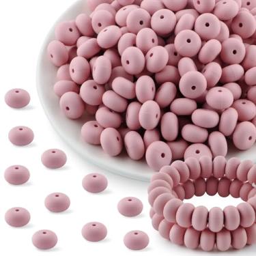 Imagem de Kovict 200 peças de contas de silicone de 14 mm, contas de lentilha de silicone para colar e pulseira, contas espaçadoras de silicone para fabricação de chaveiros e contas de silicone de ábaco para