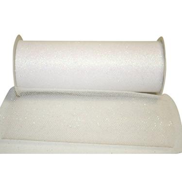 Imagem de Reliant Ribbon 25623-030-25J Glitter Tule Fita 3, 15 cm X 25 jardas, Branco