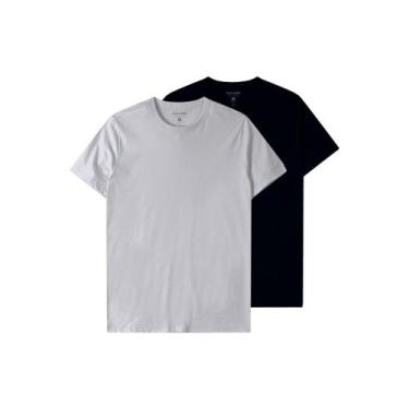 Imagem de Kit com 2 Camisetas Masculina Malwee 1000015037, Branco, G