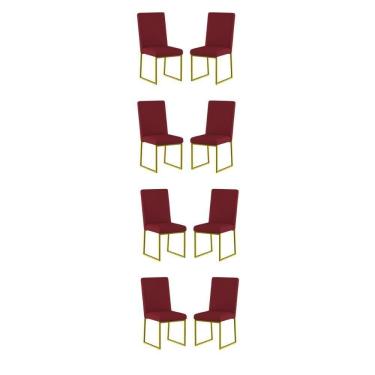 Imagem de Kit 8 Cadeiras Estofadas Base De Ferro Para Mesa De Jantar Marsala