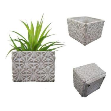Imagem de Cachepot Cimento Quadrado Diamonds Jardim 14 X 17 - Vacheron, Cimento,