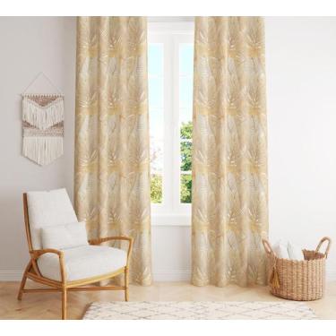 Imagem de Cortina Tecido Oxford Sala Folhas Douradas - 280x220cm - Core Decore