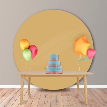 Imagem de Painel Redondo em Tecido Oxford Dourado Liso, 1,20